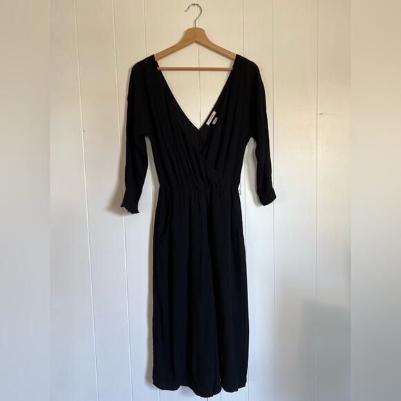 Babaton aritzia cropped wide leg jumpsuit crepe elastic waist 3/4 sleeve fall - Picture 1 of 10